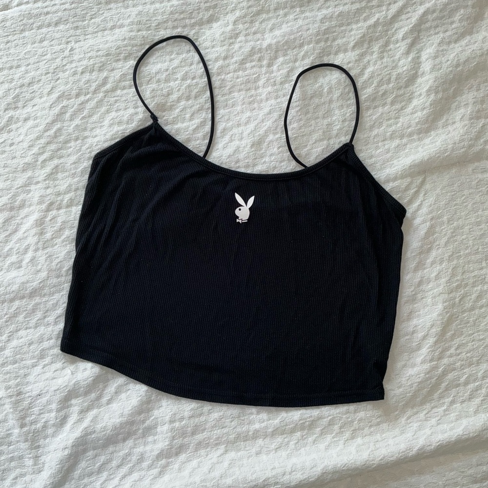 PLAYBOY Black Camisole with Spaghetti Straps
